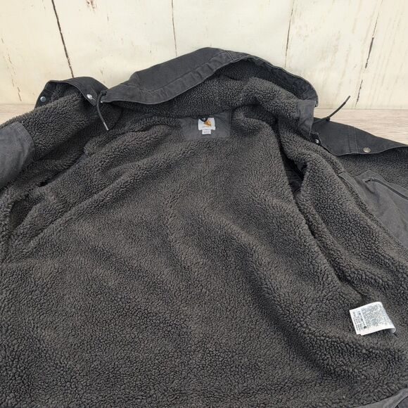 Carhartt Jacket Men's XL Hooded J284 BLK Sherpa Work Black Chore Coat - Picture 4 of 13